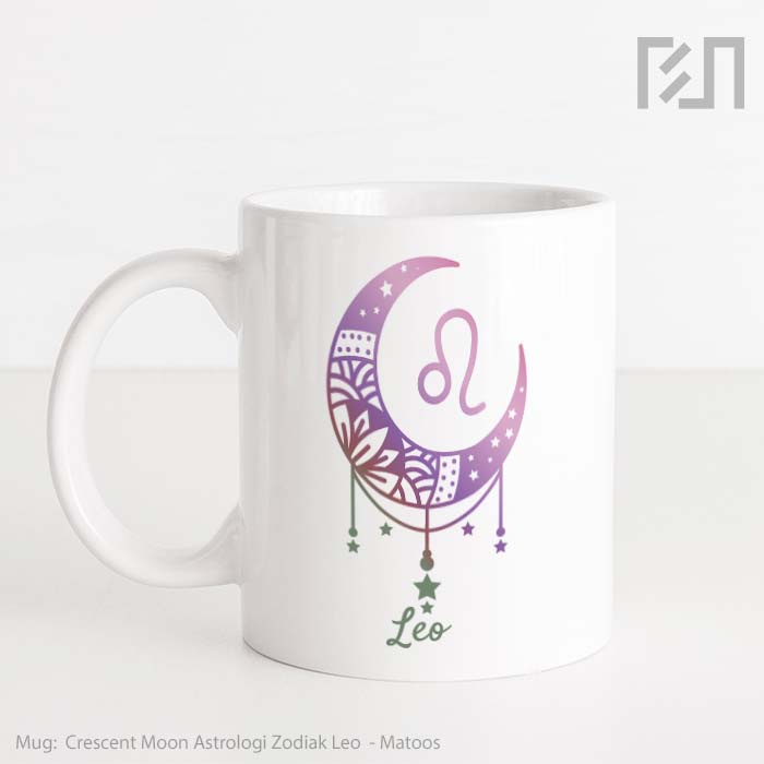 Mug Crescent Moon Astrologi Zodiak Leo Gelas Keramik 0475