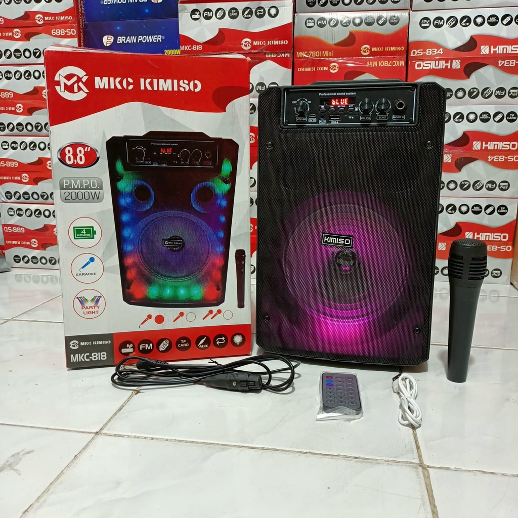 SPEAKER BLUETOOTH KIMISO MKC 818 BONUS MIC SUARA MEGA BASS