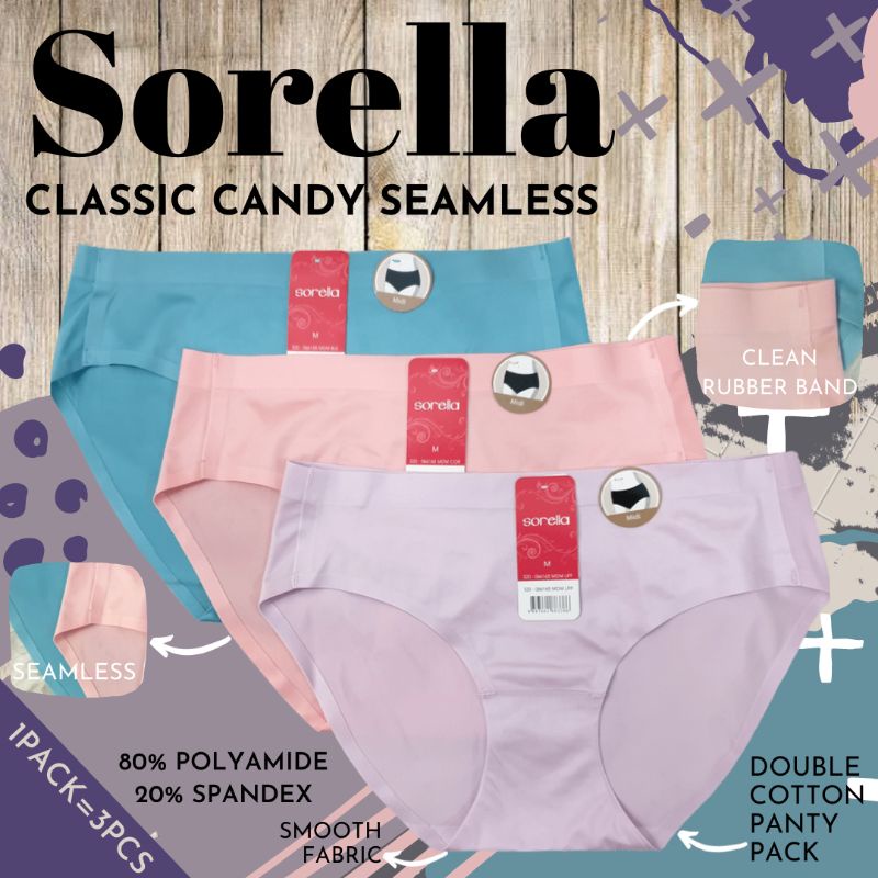 sorella classic candy seamless panty pack/celana dalam wanita branded murah