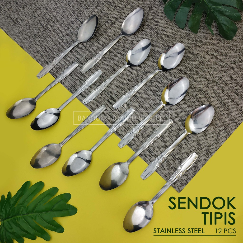 murah 12 pcs sendok Tipis stainless steel / Sendok Tipis