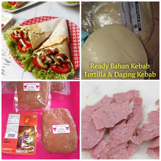 Paket Bahan Kebab tortilla 10lembar daging kebab 200gr Halal MUI tortila