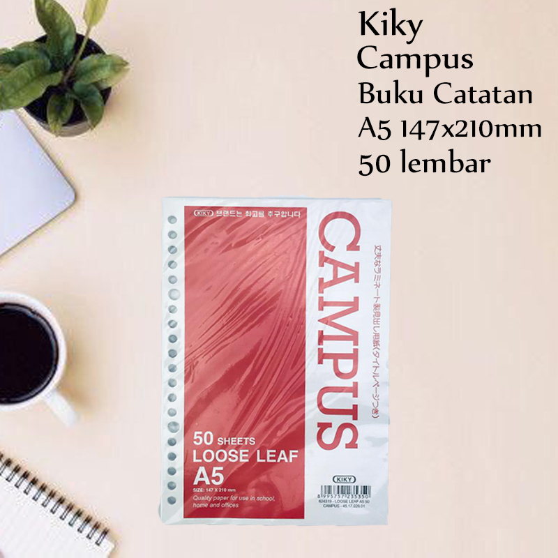 * Kiky * Campus * Loose Leaf A5 * Isi binder * 14.7x21cm * isi 50 lembar