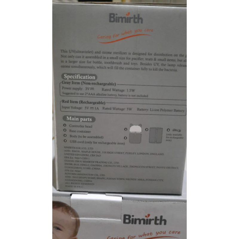 Bimirth Portable UV ozone bottle sterilizer. botol desinfektan steril