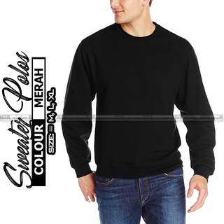 Sweater Basic Oblong Polos Pria/Cowok - Hitam/Abu Misty