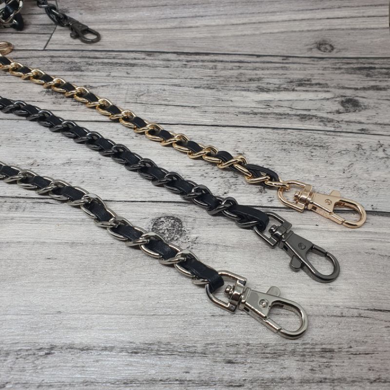 letty slim chain leather braided strap / tali rantai tas panjang