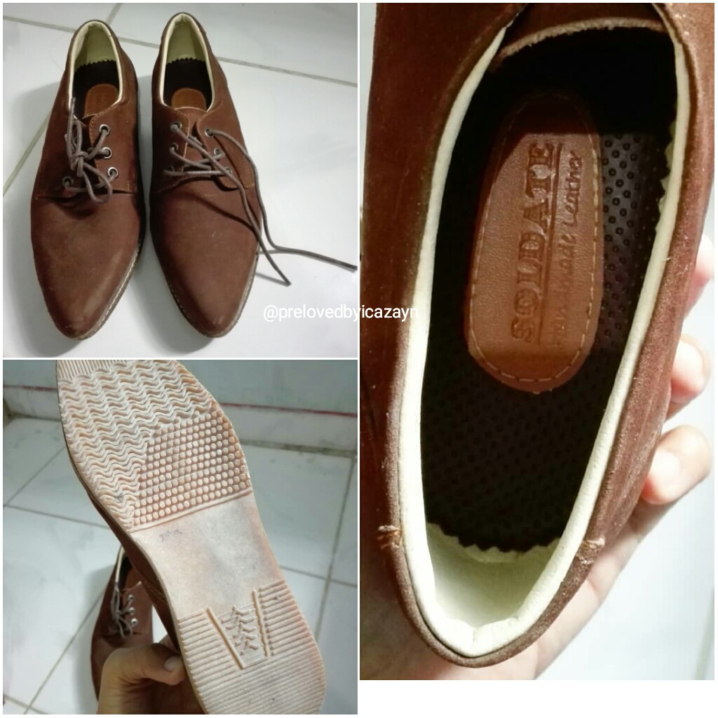 Sepatu Kulit Asli Buatan Magetan Warna Cokelat Merk Soldate Leather Size 37