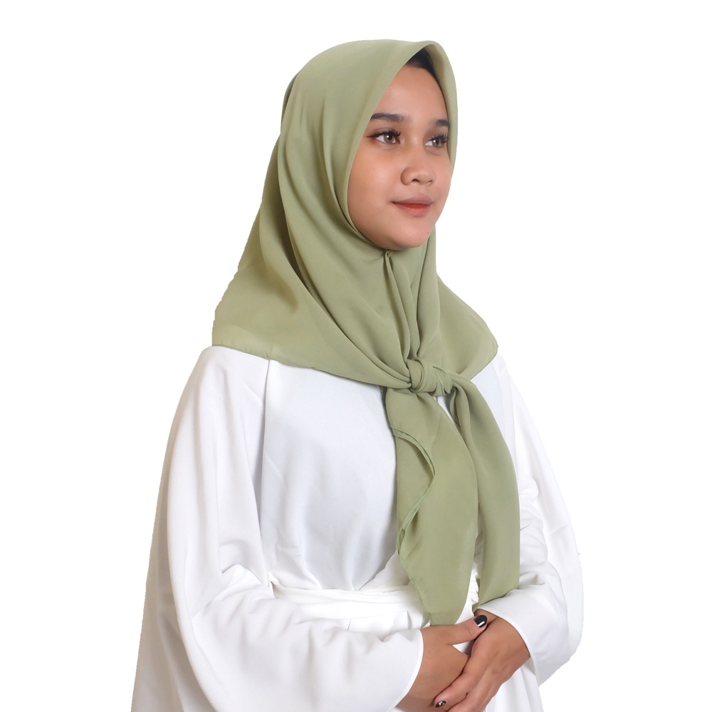 Maula Hijab - Kerudung Segi Empat Bella Square Jilbab Segiempat Paris Polos Premium-GreenTea