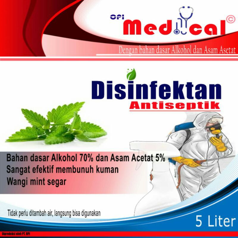 disinfektan 5 liter bahan dasar alkohol 75% antiseptik basmi kuman/virus lebih kuat-1
