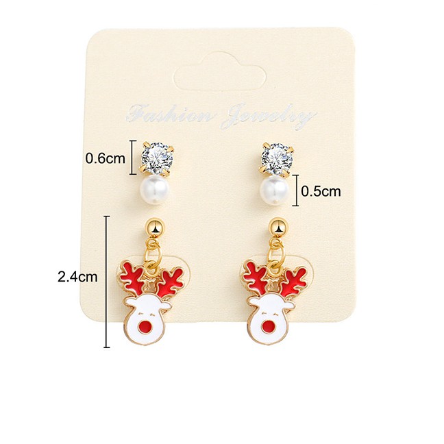 LRC Anting Tusuk Fashion Gold Drop Oil Alloy Deer Earrings Set Of 2 D16224