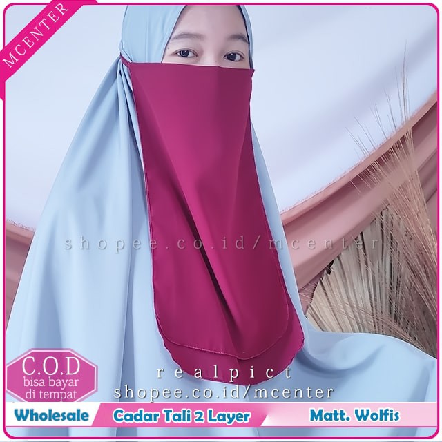 Cadar Wolfis Tali 2 Layer Husna Purdah Woolpeach Polos Ala Malay