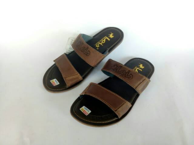 Sandal kulit asli pria slop selop flat sendal cowok laki grosir murah branded terbaru sudah jahitan