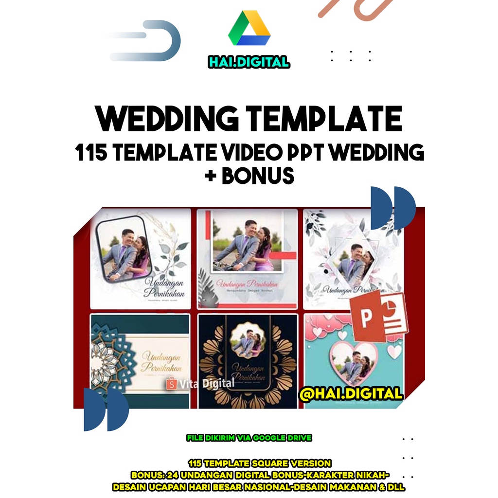 115 TEMPLATE VIDEO PPT WEDDING UNDANGAN PERNIKAHAN + BONUS