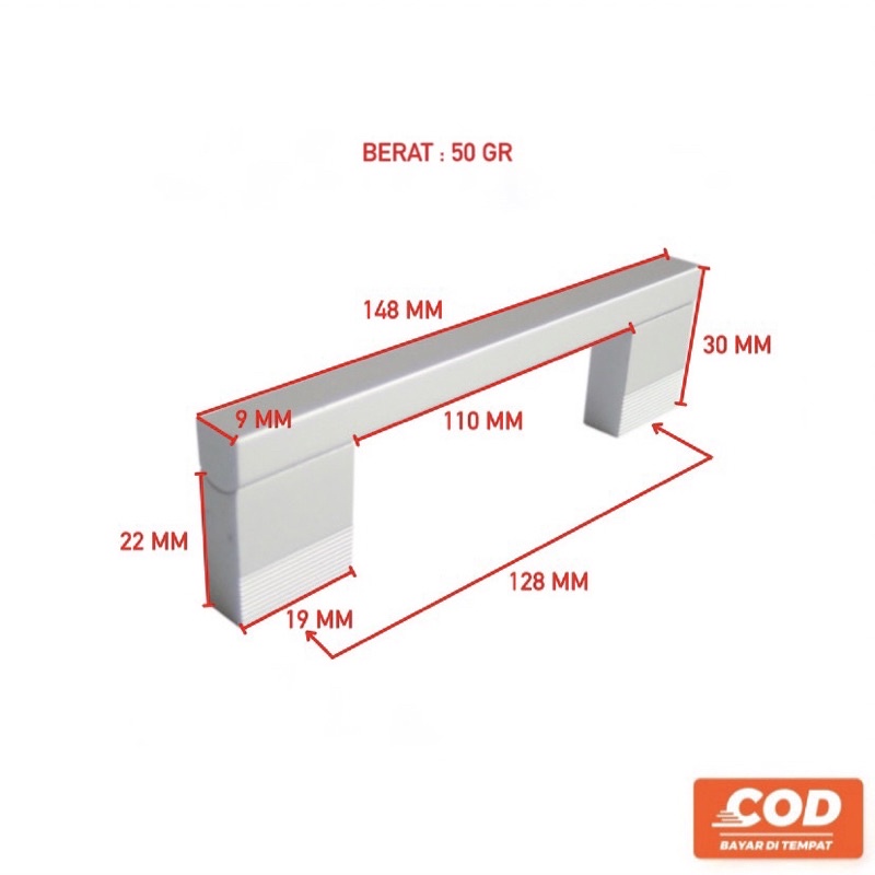 Handle Lemari 128 MM Anodize | Tarikan Laci Minimalis Alumunium