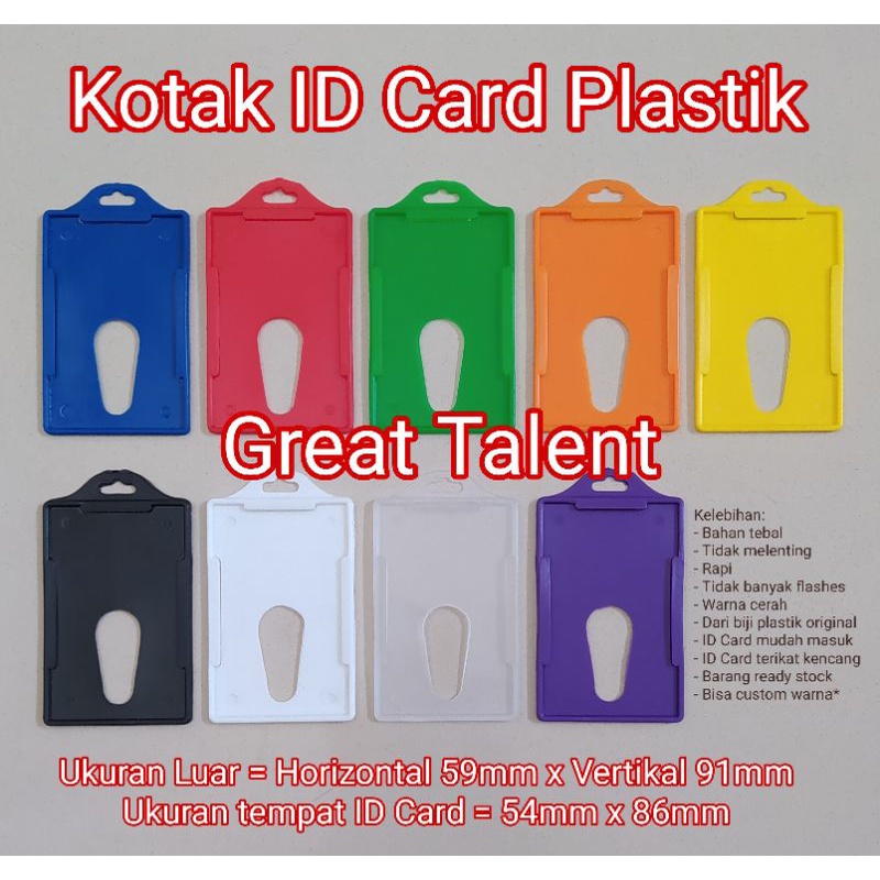 

CASING KOTAK ID CARD PLASTIK - Chasing Tempat ID Card Plastik - ID Card Holder - Great Talent -1 pcs
