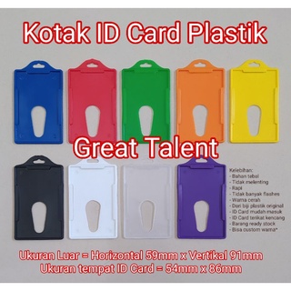 CASING KOTAK ID CARD PLASTIK - Chasing Tempat ID Card Plastik - ID Card Holder - Great Talent -1 pcs