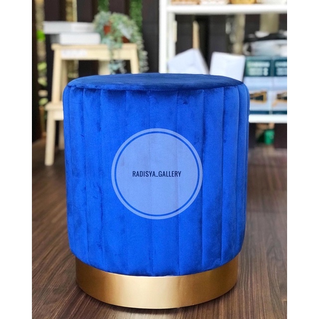 Stool Bulat Motif Garis | Stool Ottoman