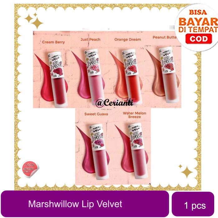 MARSHWILLOW Lips Velvet Smoothies (✔️BPOM) lip cream lipcream comfort matte mate_Cerianti