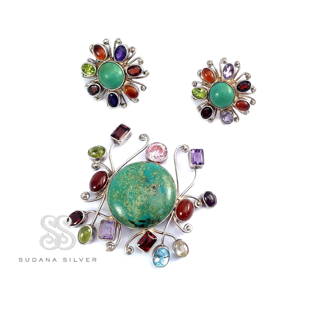 Bros Turquoise Stone Perak Silver 925 Handmade Bali