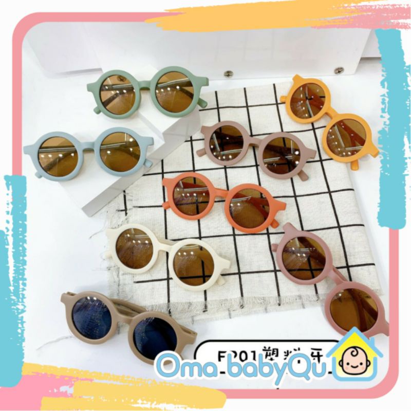 KACAMATA ANAK BULAT ANTI UV KEKINIAN / SUNGLASSES BABY ANTI UV / LUCU / RETRO-1