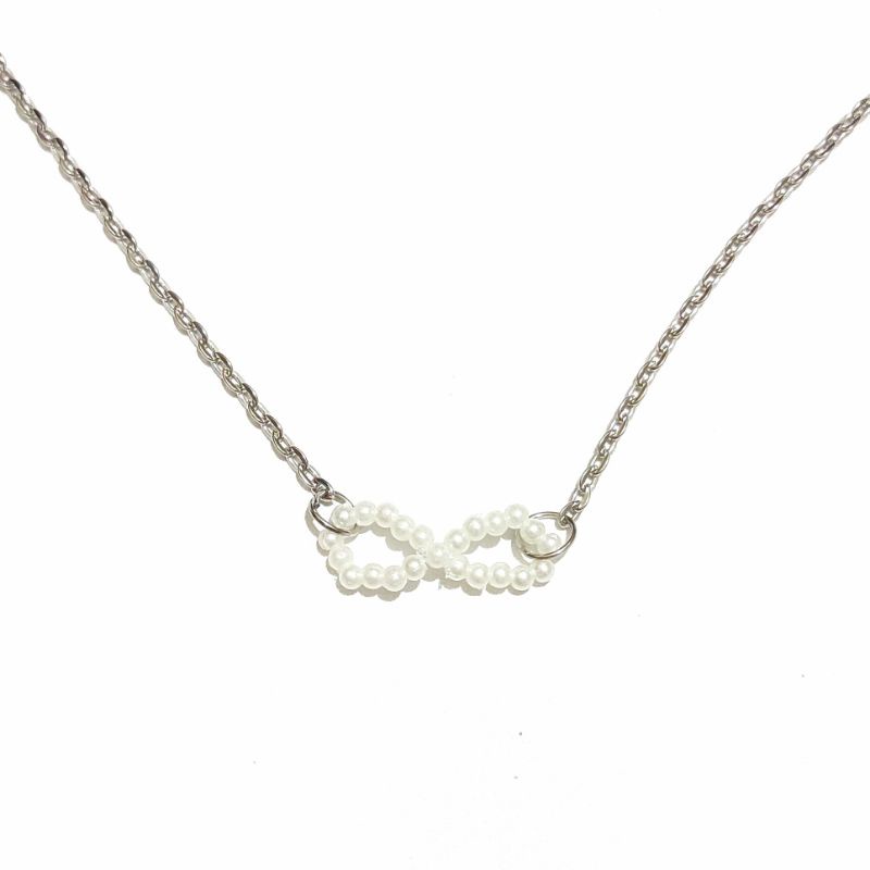 Kalung Korea Liontin Infinite Pearl Mutiara Infinity Korean Necklace Klavikula