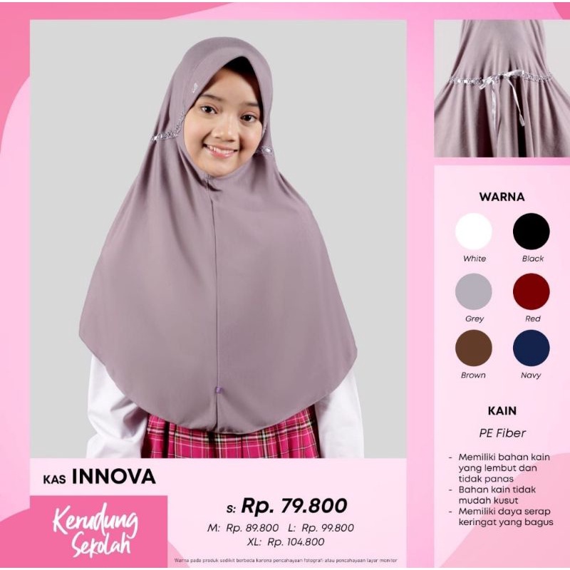 Rabbani Original INNOVA Kerudung Sekolah Instan Jilbab Rabani Serut Belakang Pita Terbuka