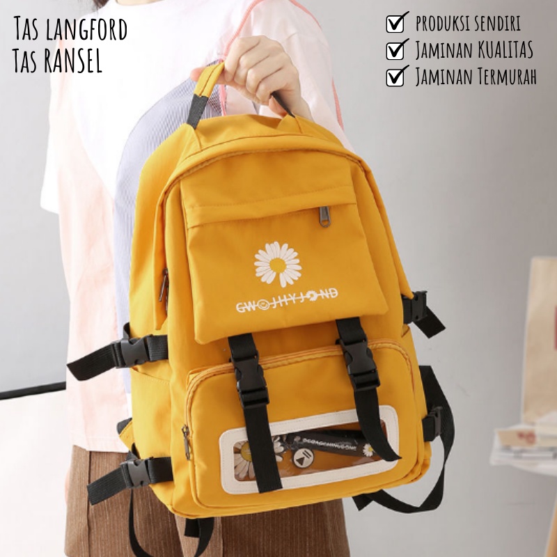 Tas Ransel Wanita - Tas Sekolah Remaja Dewasa Kekinian Model Terbaru Fashion Multifungsi Stylish Korea Backpack Punggung Bahu Bagus Besar Import Lokal Original Perempuan Cewek