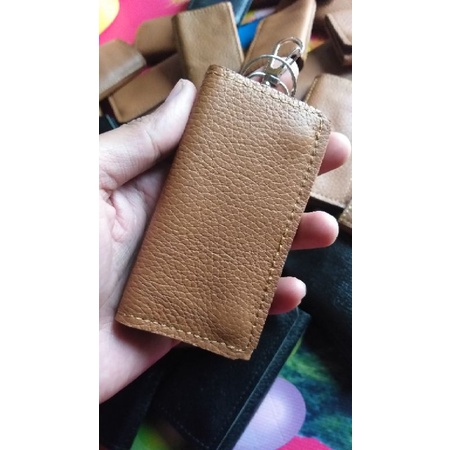 Dompet Stnk Kulit Asli tan horder Kunci Mobil rumah Motor kado ulTah gift Retro klasik