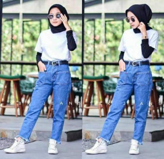 CELANA BOYFRIEND KANTONG DEPAN