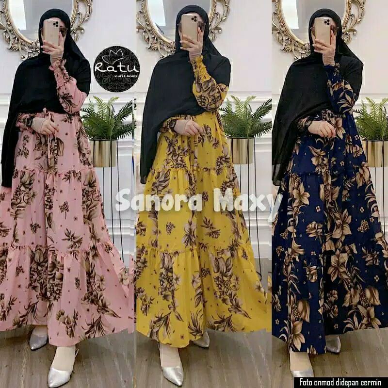 SONARA MAXY / GAMIS CERUTY PRINTING MOTIP BUNGA LILI FULL FURING