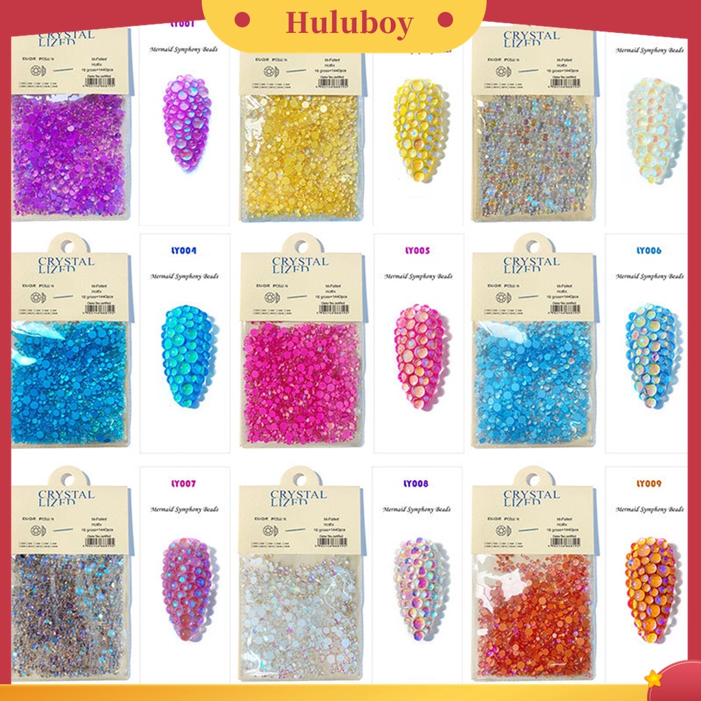 Huluboy Huluboy♡ 1440pcs / Kantong Manik-Manik Glitter Berlian Imitasi Untuk Dekorasi Nail Art