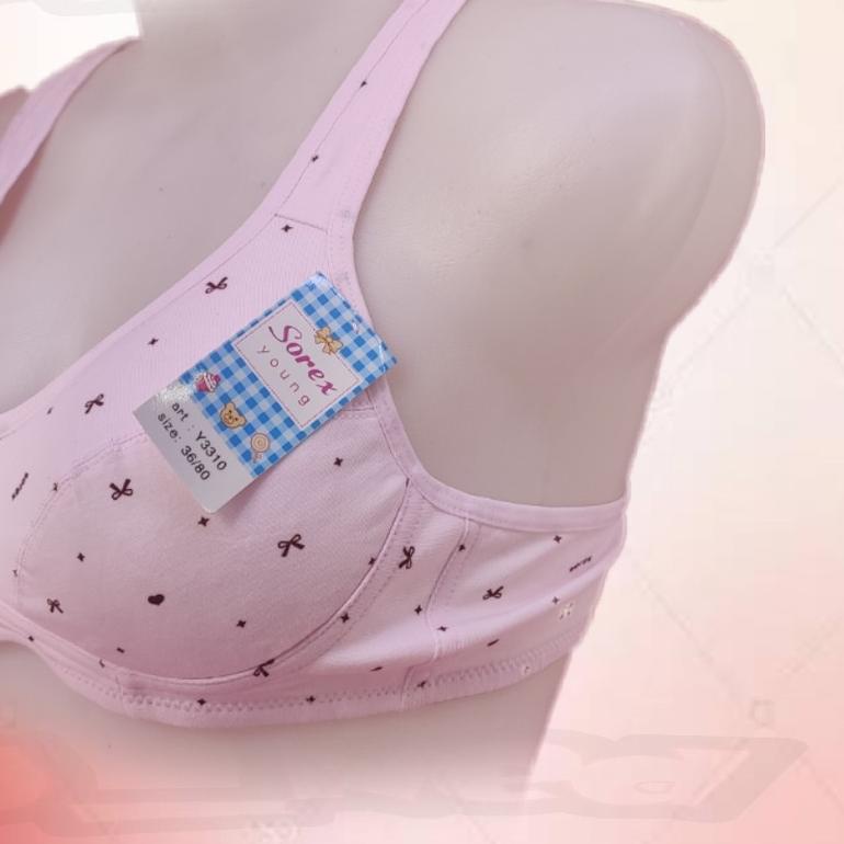 ✫ J726 BRA REMAJA BUSA TIPIS TANPA KAWAT CUP 32A - 36A DUA PENGAIT BRA SOREX Y3310 ➴