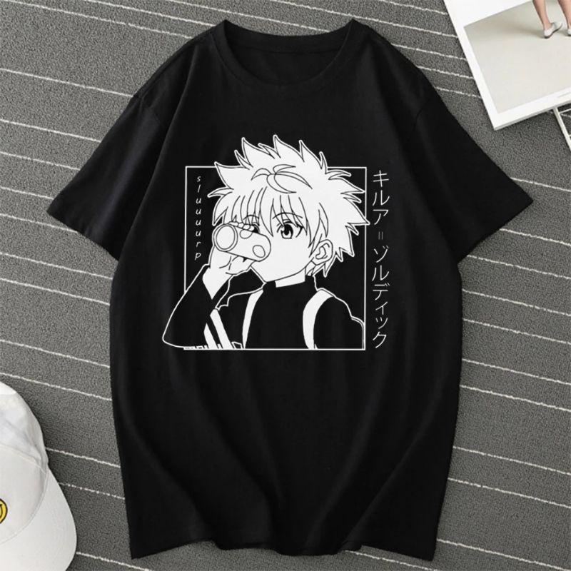 kaos anime killua hunterxhunter bahan cotton combed 30s ready ukuran S sampai XXXXL big size