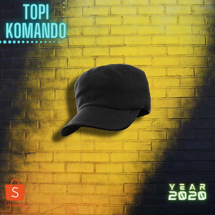 topi komando army militer tentara keren polos hitam