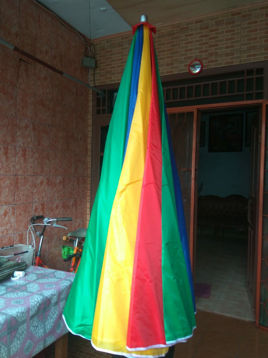 Payung Tenda Pantai 220cm Pelangi Double (2 Lapis/ 2 Layer/  2 Helai) Anti-uv.