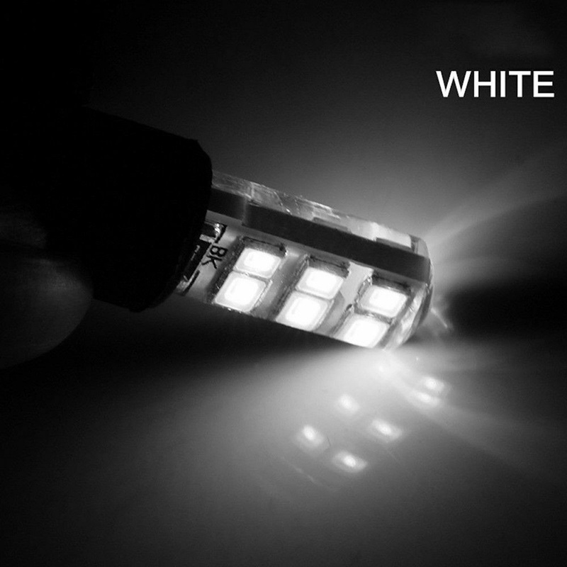 (LUCKID) 10pcs Lampu Xenon T10 W5W 12-SMD 2835 LED Canbus Error Bahan Silica