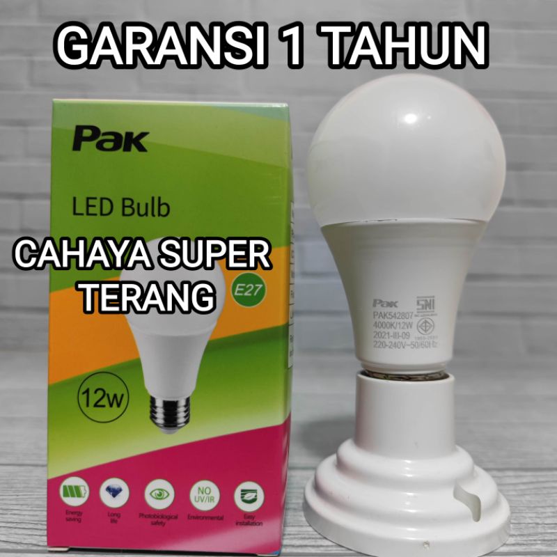 PAK LAMPU LED BULB 12W 12 WATT GARANSI 1 TAHUN SNI