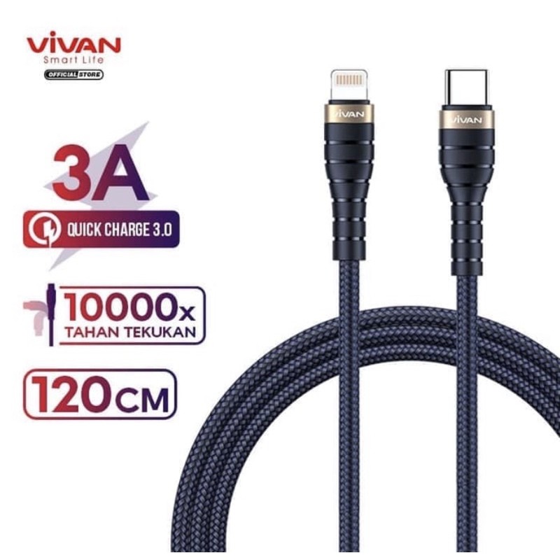 Kabel Data Vivan KCL120 (Type-C to Lightning) / Cable / Carger / Charger / Fast Charging / Cas Hp