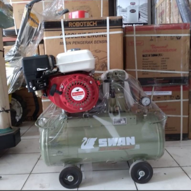 kompresor angin SWAN 1/4 hp+Mesin penggerak gx160