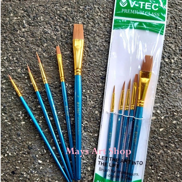 

Kuas Lukis Set Isi 5 V-Tec VT-600/5 / Artist Brush Premium Vtec VT 600 Round Flat Lancip Murah