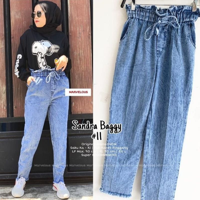 Celana Baggy Jeans Wanita Murah Bahan Adem Super Premium