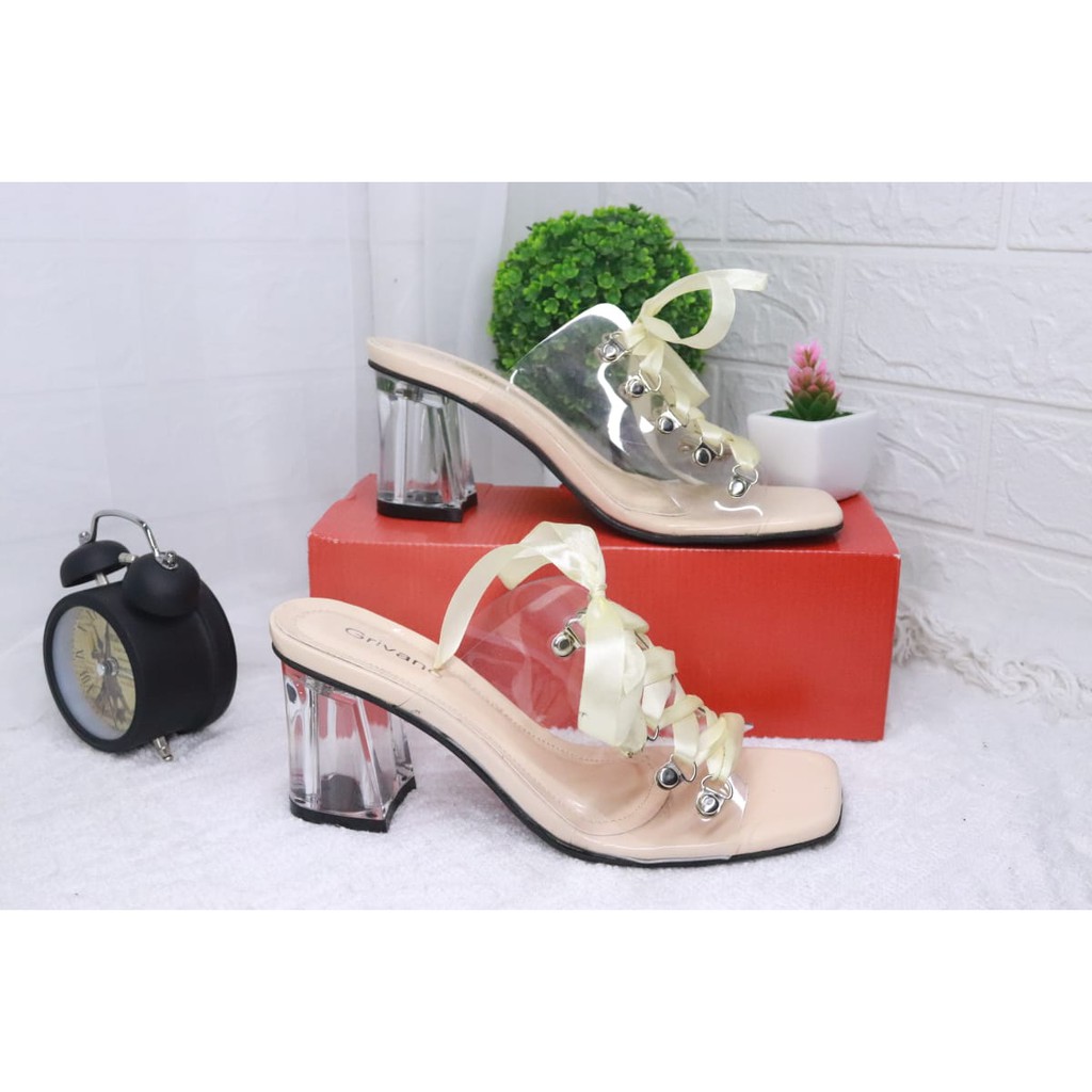 Sandal Wanita Heels Kaca ( 7cm )