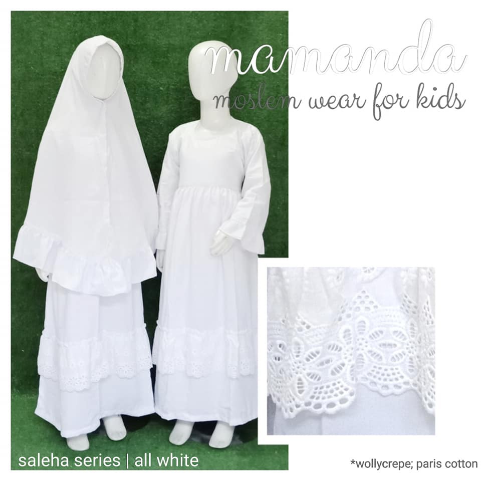 Gamis Anak All White Saleha Series by Mamanda