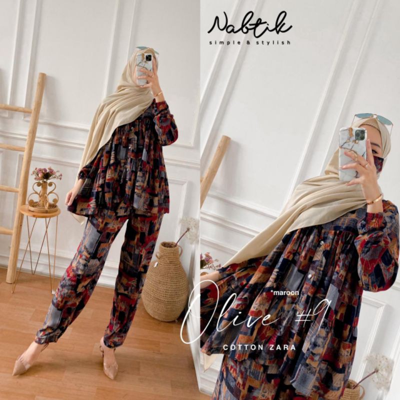 setelan terbaru original by nabtik Olive #9 caton zara