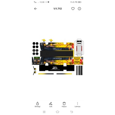 Papercarft miniatur bus Sempati Star Aceh