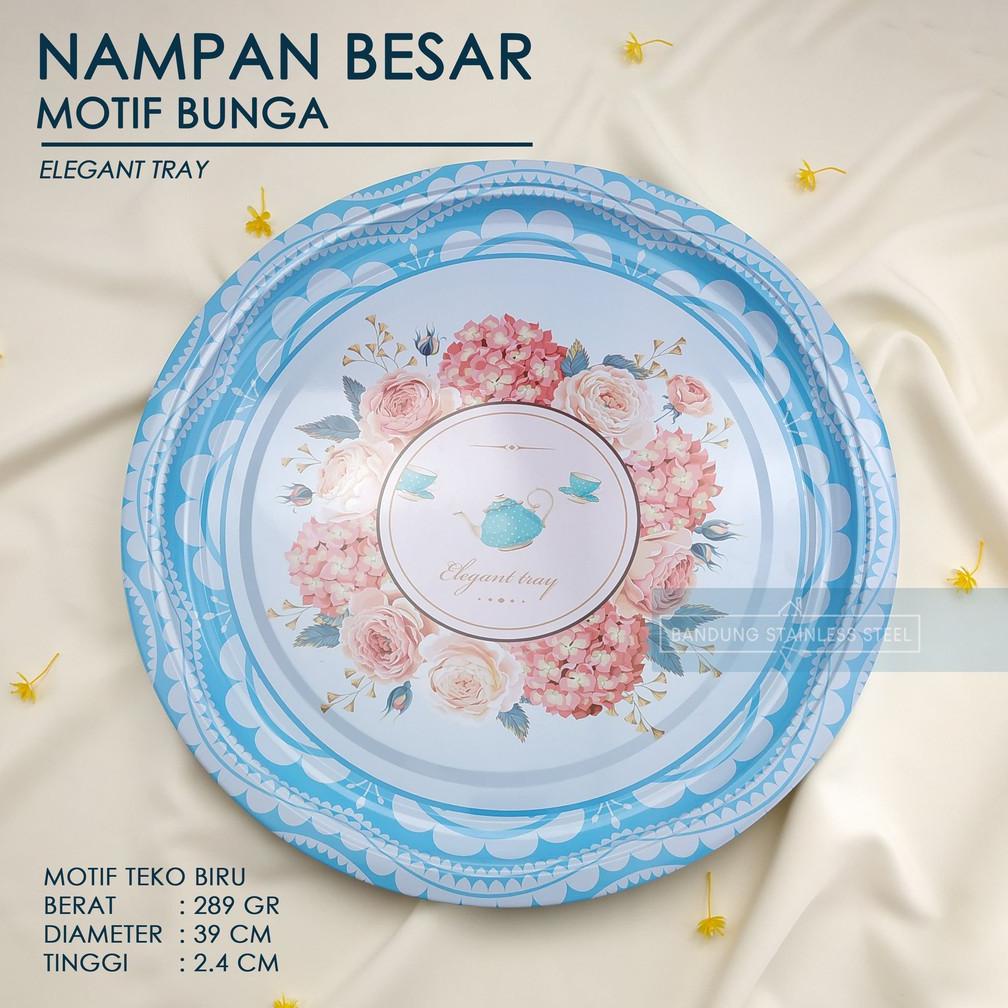 ELEGANT TRAY NAMPAN BAKI TALAM SENG UKURAN BESAR MOTIF BUNGA 39 CM