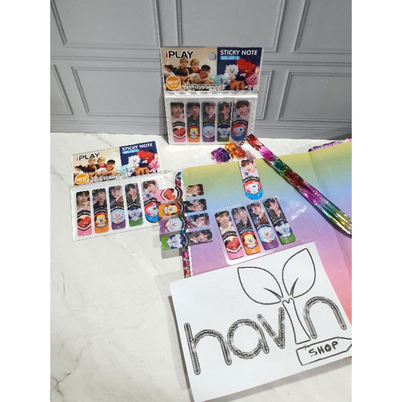 pembatas plastik + magnet/post it plastik (80pcs) + 1pc pembatas magnet/pembatas BTS/post it BT-21-BTS ORANG