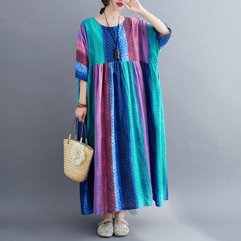 MDLV ~ 73001GUAVANIA LOOSE DRESS GAUN RAINBOW DRESS BIGSIZE DRESS WANITA FASHION IMPORT