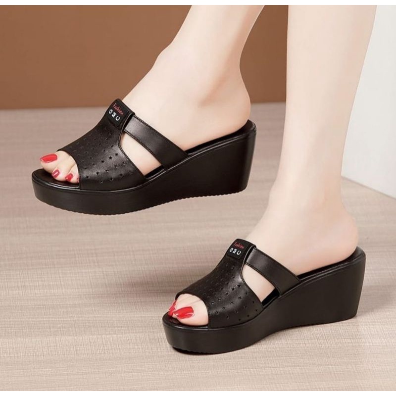 ABBUSHOES  Nn 28 wedges laser sol karet gmc fashion 7cm