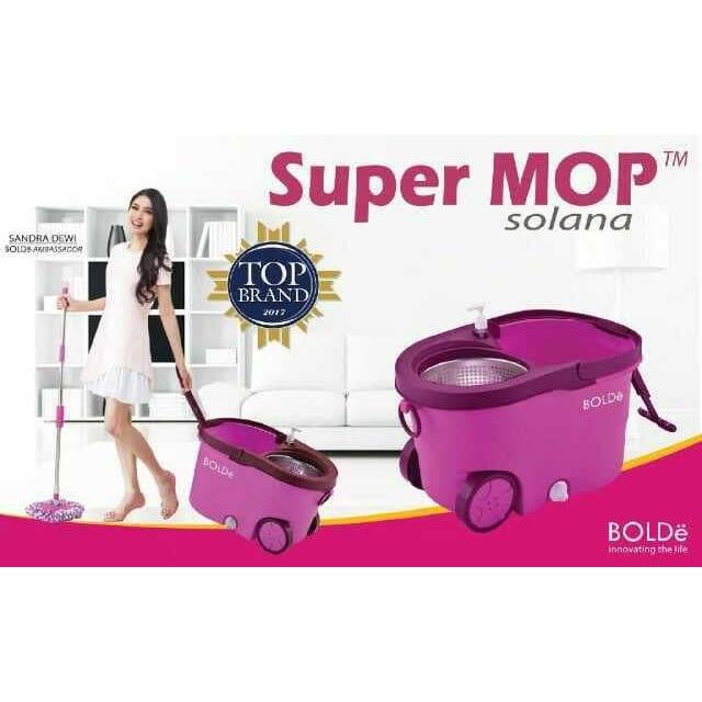 ALAT PEL SUPERMOP BOLDE TYPE SOLANA - STAINLESS , RODA , TMPT SABUN &amp; LUBANG AIR BESAR - SUPER MOP