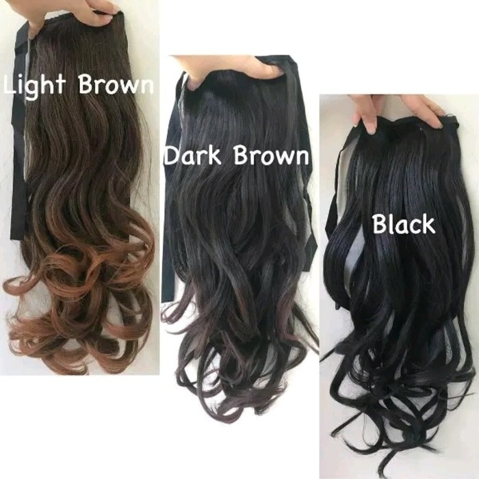 Hair clip pony tail ponitail kuncir ekor kuda korea curly tali 30cm / 38cm / 48cm / 58cm (VH)